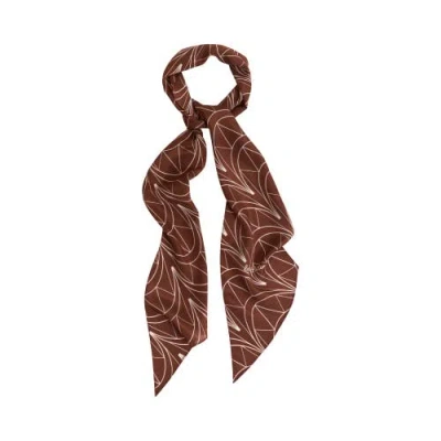 Lost Pattern Nyc "chrysler" Silk Crepe Neck Scarf In Brown