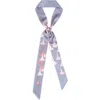 Lost Pattern Nyc "datura" Silk Skinny Scarf In Blue