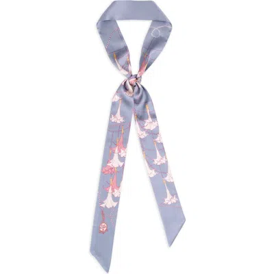 Lost Pattern Nyc "datura" Silk Skinny Scarf In Blue