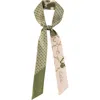 Lost Pattern Nyc "floral Houndstooth" Silk Skinny Scarf In Green