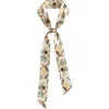 Lost Pattern Nyc "forest Charm" Silk Skinny Scarf In Neutral