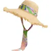 Lost Pattern Nyc Frida X Lost Pattern "frida's Garden" Straw Hat With Ribbon Tie In Neutral
