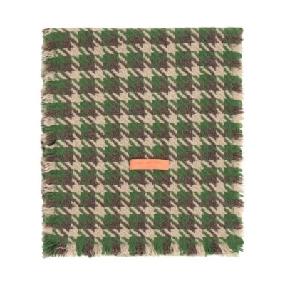 Lost Pattern Nyc "houndstooth" Cashmere Scarf In Green