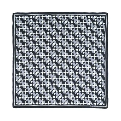 Lost Pattern Nyc "houndstooth Moderne" Silk Bandana Scarf In Blue