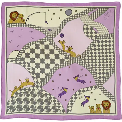 Lost Pattern Nyc "journey" Silk Scarf By Shantall Lacayo In Purple