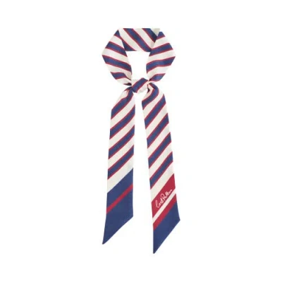 Lost Pattern Nyc "la Mariniere" Silk Skinny Scarf In Blue