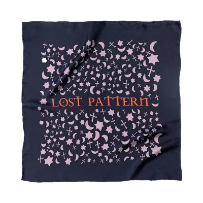 Lost Pattern Nyc "lexicon" Silk Bandana In Blue