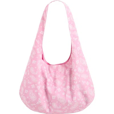 Lost Pattern Nyc "paisley" Cotton Hobo Shoulder Bag In Pink
