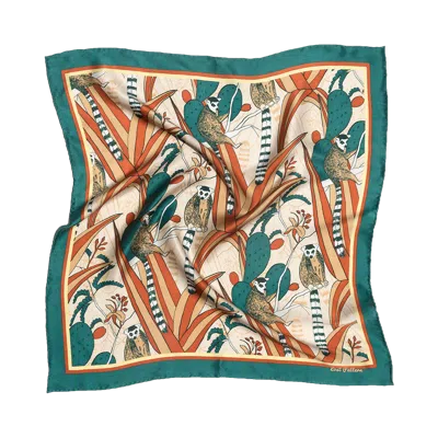 Lost Pattern Nyc "madagascar" Silk Bandana In Green