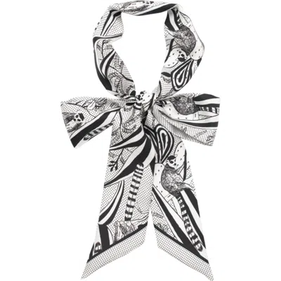Lost Pattern Nyc "madagascar" Silk Skinny Scarf In White