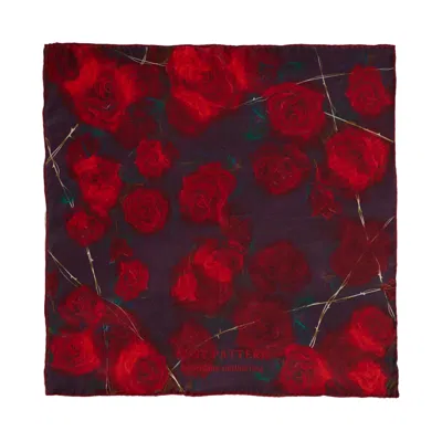 Lost Pattern Nyc Men's Black / Red La Rosa Silk Pocket Square In Multi