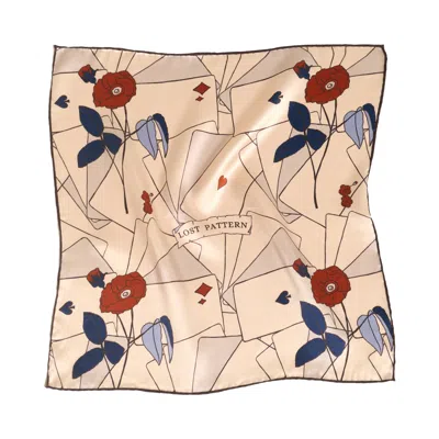 Lost Pattern Nyc Men's Brown / Gold / Rose Gold Camellia Silk Pocket Square - Khaki In Multi