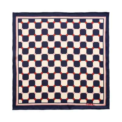Lost Pattern Nyc Men's Checkerboard Silk Pocket Square - Blue