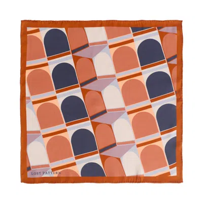 Lost Pattern Nyc Men's "modular" Silk Pocket Square - Orange