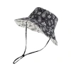 Lost Pattern Nyc "paisley" Cotton Reversible Sun Hat In Black