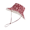 Lost Pattern Nyc "paisley" Cotton Reversible Sun Hat In Pink