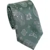 Lost Pattern Nyc "paisley" Silk Jacquard Tie In Green