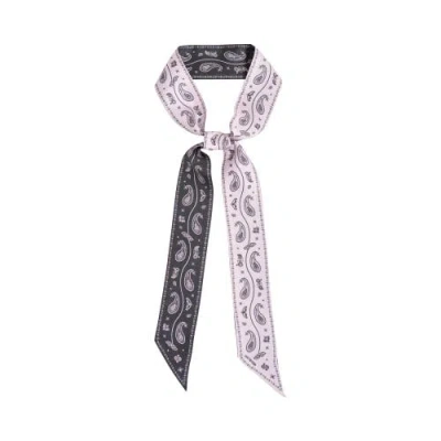 Lost Pattern Nyc "paisley" Silk Twill Skinny Scarf In Pink