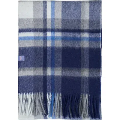Lost Pattern Nyc "plaid" Cashmere Scarf In Blue