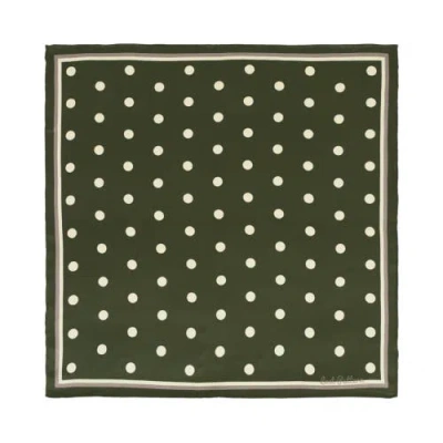 Lost Pattern Nyc "retro Polka" Silk Bandana Scarf In Green