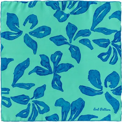 Lost Pattern Nyc "tropical Bliss" Silk Bandana Scarf In Blue