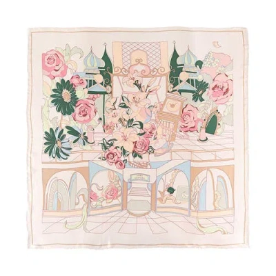 Lost Pattern Nyc "vintage Blooms" Large Silk Square Scarf In Pink