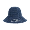 Lost Pattern Nyc "wanderlight" Packable Straw Hat In Blue