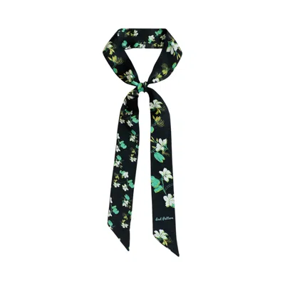 Lost Pattern Nyc Women's Beach Blossom Silk Skinny Scarf - Black