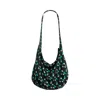 Lost Pattern Nyc Women's Black Beach Blossom Hobo Crossbody Bag - Midnight Green In Black