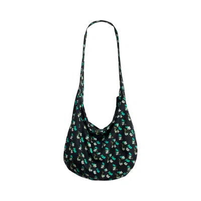Lost Pattern Nyc Women's Black Beach Blossom Hobo Crossbody Bag - Midnight Green