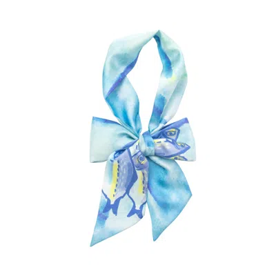 Lost Pattern Nyc Women's Blue Fin Silk Skinny Scarf