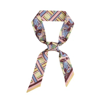 Lost Pattern Nyc Women's Blue Lost Pattern X Leatherology Silk Twill Skinny Scarf - Pastel