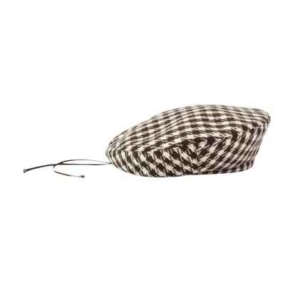 Lost Pattern Nyc Women's Brown "houndstooth" Beret Hat - Mocha In Neutral