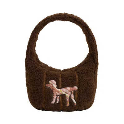 Lost Pattern Nyc Women's Brown "pan Pan" Half Moon Shearling Bag - Chocolate