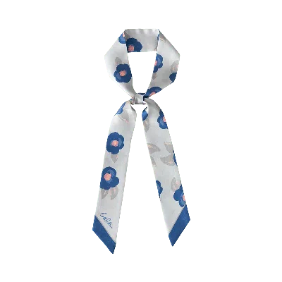 Lost Pattern Nyc Women's "camellia" Silk Twilly Neck Bow - Blue