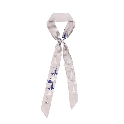 Lost Pattern Nyc Women's "dadura" Silk Skinny Scarf - Silver Grey In Grey