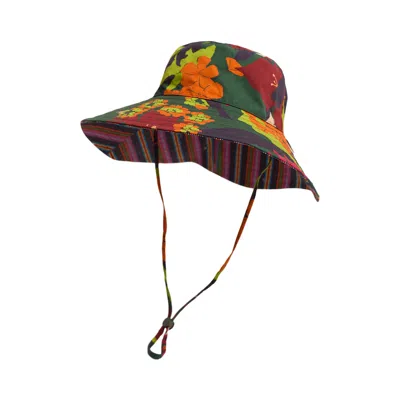 Lost Pattern Nyc Women's Frida X Lost Pattern "frida's Garden" Cotton Reversible Sun Hat - Green In Black