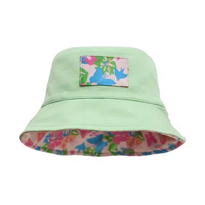 Lost Pattern Nyc Women's Frida X Lost Pattern "frida's Garden" Jacquard Reversible Bucket Hat - Green In White