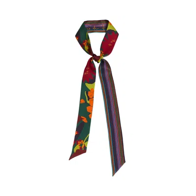 Lost Pattern Nyc Women's Frida X Lost Pattern "frida's Garden" Silk Skinny Scarf - Purple