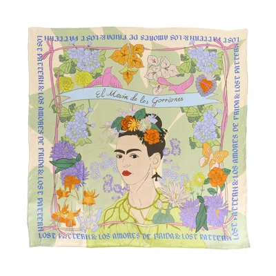 Lost Pattern Nyc Women's Frida X Lost Pattern "los Amores De Frida" Large Silk Scarf - Pastel In Green