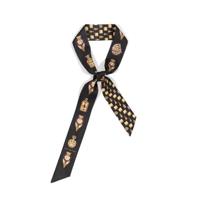Lost Pattern Nyc Women's Gold / Black Amora Silk Skinny Scarf  Golden & Black In Multi