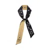 Lost Pattern Nyc Women's Gold / Black Moonlit Stars Silk Neck Bow Scarf In Gold/black