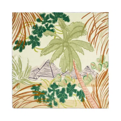 Lost Pattern Nyc Women's Green / Brown Little Dix Bay Large Silk Scarf In Multi