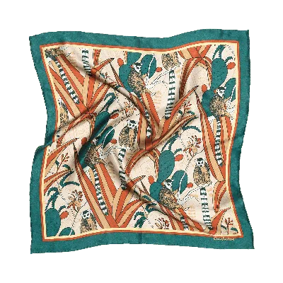 Lost Pattern Nyc Women's Green "madagascar" Silk Bandana