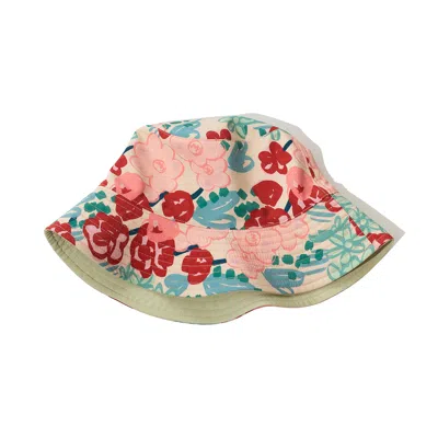 Lost Pattern Nyc Women's Green / Red "garden Chic" Reversible Floral Bucket Hat In Brown