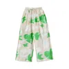 Lost Pattern Nyc Women's Green / White Frida's Dream  Wide-leg Silk Pants - Green & Cream In Green/white