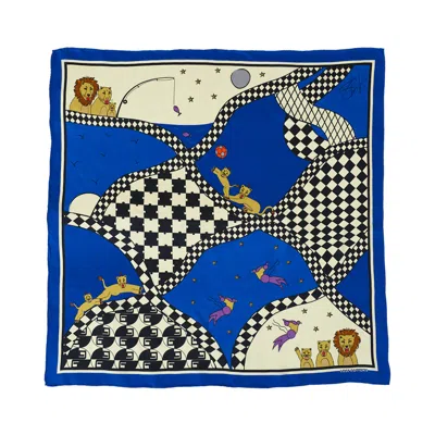 Lost Pattern Nyc Women's "journey" Silk Scarf By Shantall Lacayo - Electric Blue