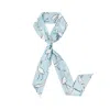Lost Pattern Nyc Women's Little Egret Silk Neck Bow Scarf - Light Blue In Blue
