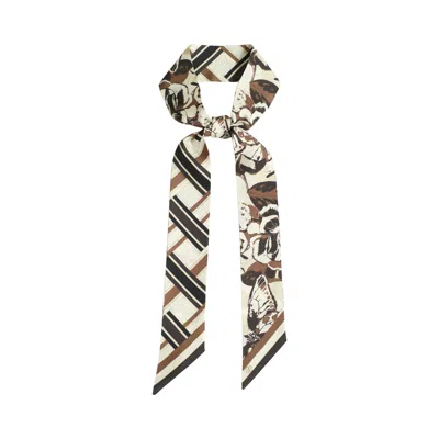 Lost Pattern Nyc Women's Lost Pattern X Leatherology Silk Twill Skinny Scarf - Neutral In Black/purple
