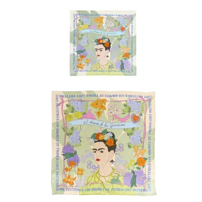 Lost Pattern Nyc Women's Neutrals / Green Frida X Lost Pattern Los Amores De Frida Silk Pocket Square & Large Silk Sc